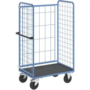 Etagenwagen, Drahtgitter dreiseitig, Tragfähigkeit 500 kg, Vollgummireifen, Ladefläche LxB 975 x 630 mm eurokraft pro