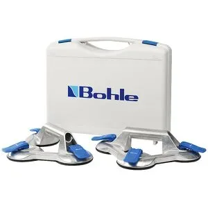 Saugheber VERIBOR® BLUE LINE, VE 2 Stk, 3-Kopf-Alukörper mit Längsgriff, Tragfähigkeit 100 kg, Scheiben-Ø 120 mm Bohle
