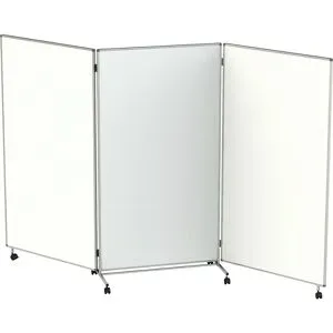 Präsentationswand/Trennwand, mobil, faltbar, beschreibbar, magnethaftend, desinfektionsmittelbeständig, HxBxT 1905 x 1018/3074 x 500 mm eurokraft pro