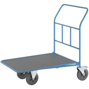 Plattform-CC-Wagen, ohne Geländer, Tragfähigkeit 300 kg, 2 Lenkrollen mit Doppelstopp eurokraft pro