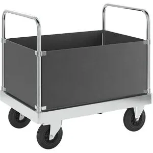 Verzinkter Plattformwagen JUMBO, mit 4 Seitenwänden, Länge 1000 mm, mit Feststeller Kongamek
