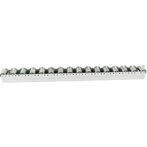 kaiserkraft Rollenleiste mit Spurkranzrollen, Teilung 78 mm, Ø 50 mm, Stahl, Länge 2,4 m, ab 10 Stk