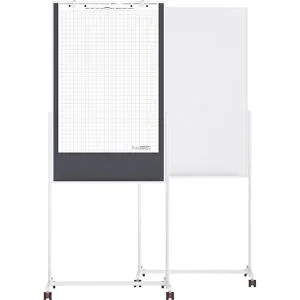 Universal-Board, Tafelformat 750 x 1200 mm, Whiteboard / Filz grau magnetoplan