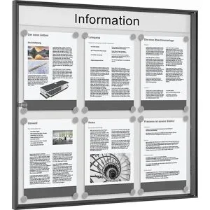 kaiserkraft Schaukasten METALLIC, Hochformat, für 6 x DIN A4