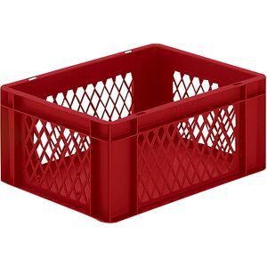 kaiserkraft Euro-Format-Stapelbehälter, Wände durchbrochen, Boden geschlossen, LxBxH 400 x 300 x 175 mm, rot, VE 5 Stk