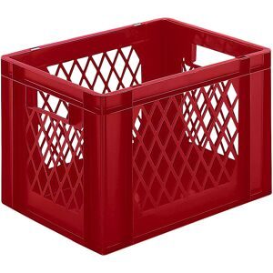 kaiserkraft Euro-Format-Stapelbehälter, Wände durchbrochen, Boden geschlossen, LxBxH 400 x 300 x 266 mm, rot, VE 5 Stk