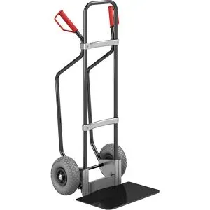 Sackkarre mit Kufen, schwarz, Schaufel-BxT 450 x 350 mm, schwarz, PU-Bereifung eurokraft pro