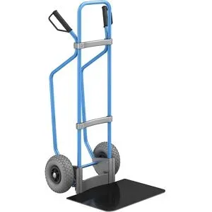 Sackkarre mit Kufen, blau, Schaufel-BxT 450 x 500 mm, schwarz, PU-Bereifung, ab 5 Stk eurokraft pro