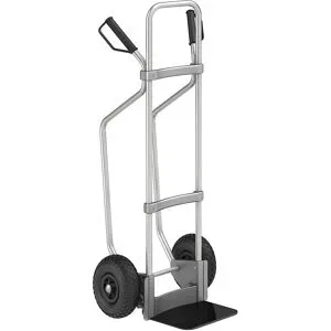 Aluminium-Sackkarre mit Kufen, Schaufel-BxT 280 x 250 mm, schwarz, Luftbereifung eurokraft pro