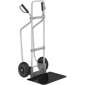 Aluminium-Sackkarre mit Kufen, Schaufel-BxT 450 x 500 mm, schwarz, Luftbereifung, ab 2 Stk eurokraft pro