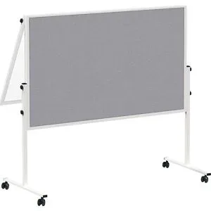 Moderationstafel MAULsolid, fahrbar, klappbar, Whiteboard / Filzoberfläche grau MAUL