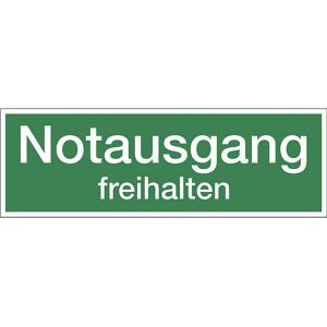 kaiserkraft Kombizusatzschild mit Text für Rettungszeichen, Notausgang freihalten, VE 10 Stk, Folie, LxHxT 300 x 100 x 0,1 mm
