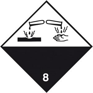 Gefahrgutaufkleber, Ätzende Stoffe (Gefahr der Klasse 8), ohne Text, VE 500 Stk, weiß, ab 2 VE ratioform