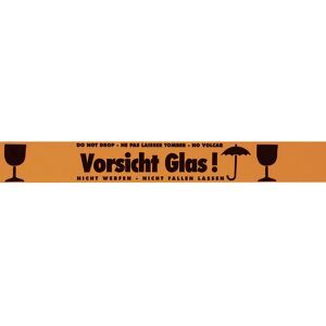 Signal-Warnband, Aufdruck Vorsicht Glas! Nicht werfen - nicht fallen lassen, VE 3 Stk, orange, ab 20 VE ratioform