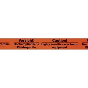 PVC-Warnklebeband, Aufdruck Vorsicht! Hochempfindliche Elektrogeräte, Bandbreite 50 mm, VE 3 Stk, ab 2 VE ratioform