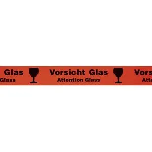 PP-Warnklebeband, Aufdruck Vorsicht Glas/Attention Glass, VE 36 Stk, Bandbreite 50 mm, ab 5 VE ratioform
