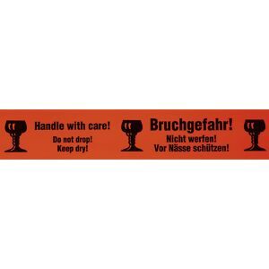 PVC-Warnklebeband, Aufdruck Bruchgefahr!/Handle with care!, Bandbreite 75 mm, VE 3 Stk ratioform