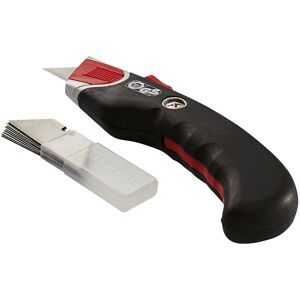 kaiserkraft Sicherheitsmesser mit 5 Ersatzklingen, TÜV-/GS-geprüft SK5-Carbonstahl, schwarz, ab 10 Stk