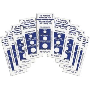 kaiserkraft WarmMark® Temperatur-Zeit-Indikator, irreversibel, VE 10 Stk, Temperaturgrenzwert 0 °C, ab 5 VE