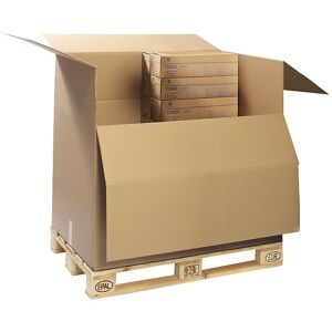 Palettencontainer, braun, mit Ladeklappe, VE 1 Palette, Innenmaße 1170 x 770 x 1000 mm, 3-wellig, VE 60 Stk ratioform terra