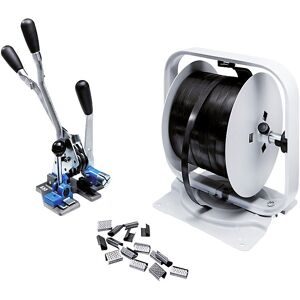 kaiserkraft Umreifungs-Set, PP-Band, Spann- und Verschlussgerät, Tisch-/Wandabroller, Verschlusshülsen, Bandbreite 13 mm, ab 5 Stk