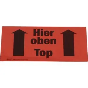 Warnetiketten, Aufdruck Hier oben, VE 1000 Stk, LxB 145 x 70 mm, ab 10 VE ratioform