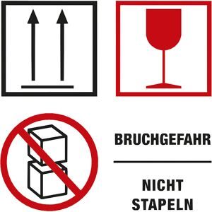 Warnetiketten, Aufdruck Bruchgefahr/Nicht stapeln, VE 1000 Stk, LxB 100 x 100 mm, ab 10 VE ratioform