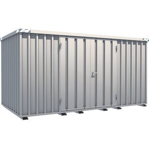 kaiserkraft Schnellbau-Container, verzinkt, Außen-BxHxT 2100 x 2100 x 4100 mm, 2 Flügeltüren lange Seite