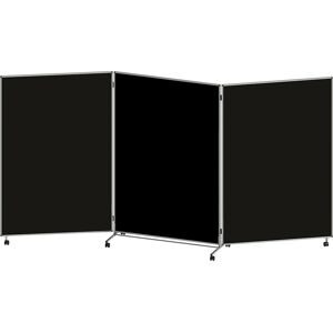 Präsentationswand, faltbar und mobil, HxBxT 1905 x 3640 x 500 mm, schwarz eurokraft basic