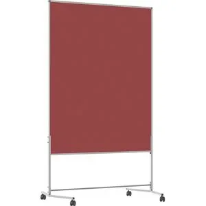 Moderationswand, mobil, Textilbezug / Whiteboard, BxH 1200 x 1500 mm, rotbraun eurokraft basic