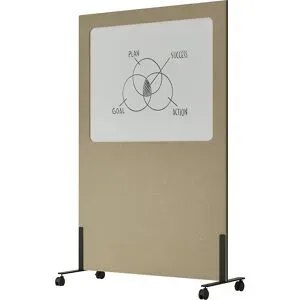Whiteboard Silva, mobil, Stahl emailliert / PET-Filz, beige SMIT VISUAL