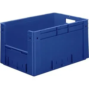kaiserkraft Euro-Stapelbehälter mit Eingriff, Volumen 60 l, LxBxH 600 x 400 x 320 mm, VE 2 Stk, blau
