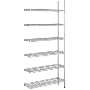 kaiserkraft Stahldraht-Gitterregal, verchromt, Fachlast 250 kg, BxT 910 x 360 mm, Anbauregal, Höhe 2180 mm, 6 Fachböden