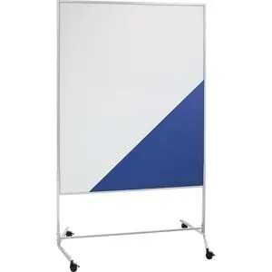 Moderationswand, mobil, Textilbezug / Whiteboard, BxH 1200 x 1500 mm, blau eurokraft basic