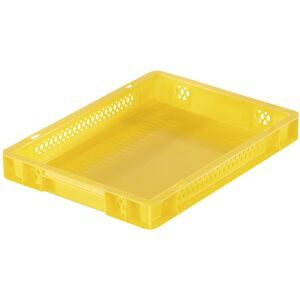 kaiserkraft Euro-Format-Stapelbehälter, Wände durchbrochen, Boden geschlossen, LxBxH 400 x 300 x 50 mm, gelb, VE 5 Stk