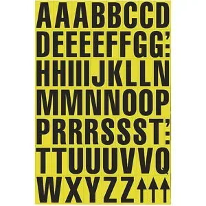 kaiserkraft DIN-A4-Bogen mit Schriftzeichen, magnetische Buchstaben, VE 2 Stk, Untergrund gelb