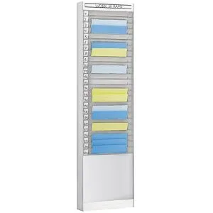 kaiserkraft Dokumentensortiertafel, 1 x 25 Fächer, DIN A4, Dokumentenlage vertikal, alusilber