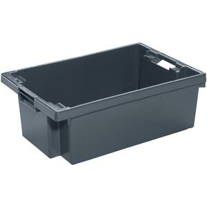 kaiserkraft Drehstapelbehälter aus HDPE, Volumen 32 l, Wände und Boden geschlossen, grau