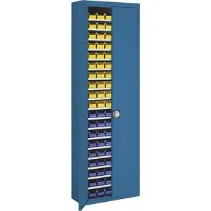 Magazinschrank mit Sichtlagerkästen, HxBxT 2150 x 680 x 280 mm, einfarbig, blau, 114 Kästen mauser