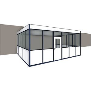 kaiserkraft Hallenbüro, 3-seitig, zur Montage an vorhandene Wand, Außenbreite 4100 mm, Außenlänge 5100 mm