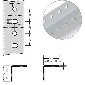 Stahl-Winkelprofil für Baukastensystem, 42 x 42 x 2 mm, Länge 2 m, lichtgrau, VE 10 Stk hofe