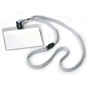 Namensschild mit Textilband, mit Klemme, HxB 60 x 90 mm, grau, VE 40 Stk DURABLE