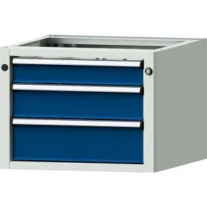 Unterbauschrank für elektrisch höhenverstellbare Arbeitstische LIFT, BxT 570 x 615 mm, Höhe 420 mm, 3 Schubladen (90 / 120 / 150 mm hoch) ANKE