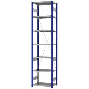Steckregal, Bauart leicht, einseitig, HxBxT 3000 x 750 x 400 mm, blau/verzinkt, Grundregal eurokraft pro