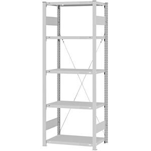 Steckregal, Bauart mittelschwer, einseitig, HxBxT 2000 x 750 x 400 mm, grau, Grundregal eurokraft pro