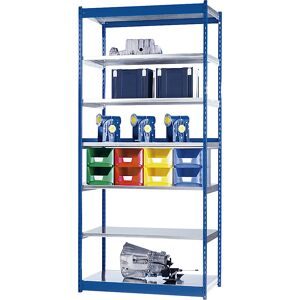 Stabil-Steckregal, einseitig, Regalhöhe 3000 mm, blau/verzinkt, Bodenbreite 1325 mm, Grundregal, Breite x Tiefe 1325 x 500 mm hofe