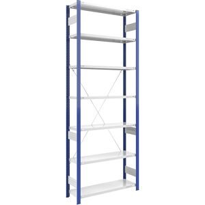 Steckregal, Bauart leicht, einseitig, HxBxT 3000 x 1000 x 400 mm, blau/grau, Grundregal eurokraft pro