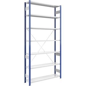 Steckregal, Bauart leicht, einseitig, HxBxT 3000 x 1300 x 400 mm, blau/grau, Grundregal eurokraft pro