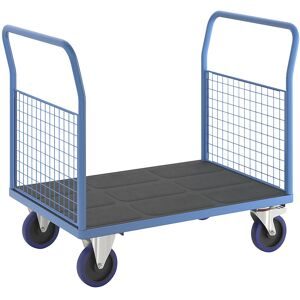 Plattformwagen mit Gitterwänden, Vollelastik-Rollen, 2 hohe Gitter-Stirnwände, LxB 1150 x 800 mm eurokraft pro