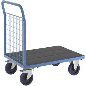 Plattformwagen mit Gitterwänden, Vollelastik-Rollen, 1 hohe Gitter, LxB 1000 x 700 mm eurokraft pro